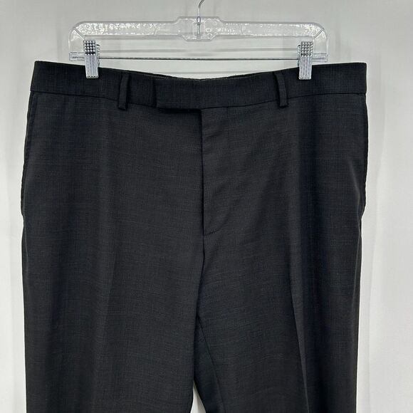 HUGO BOSS Men's 100% Wool Charcoal Gray Straight Leg Trouser Dress Pants Size 36 - Picture 3 of 8